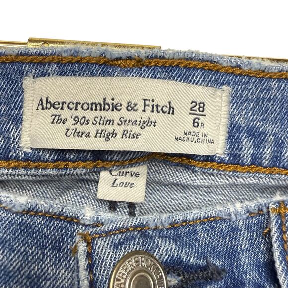 Abercrombie & Fitch 90's Slim Straight Ultra‎ High Rise Jeans Blue Women 6/28 - Picture 3 of 6